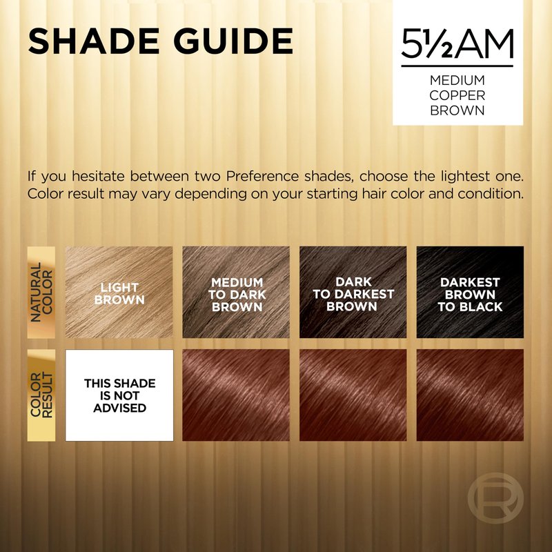 L'Oreal Paris Superior Preference Luminous Fade-Defying Permanent Hair Color, Hair Dye For Up to 9 Weeks of Radiance, Medium Amber Copper Brown 5.5AM, 1 Hair Dye Kit