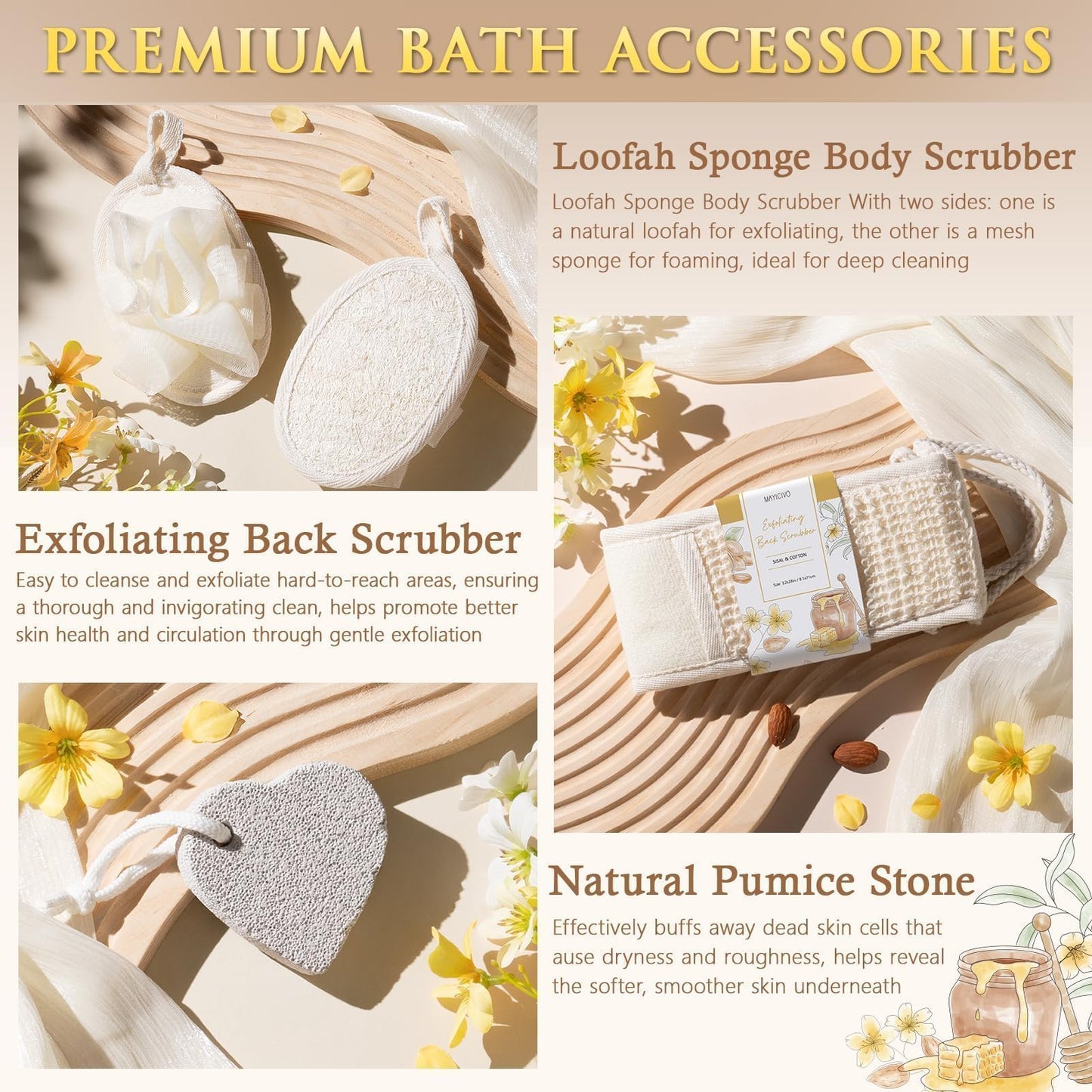 Mothers Day Birthday Gifts for Women, Honey & Almond Milk Relaxing Spa Gift Baskets for Women Self Care Package Bath Gift Set, Home Bath and Body Kit Pamper Gifts for Womens Her Mom Friends Sister