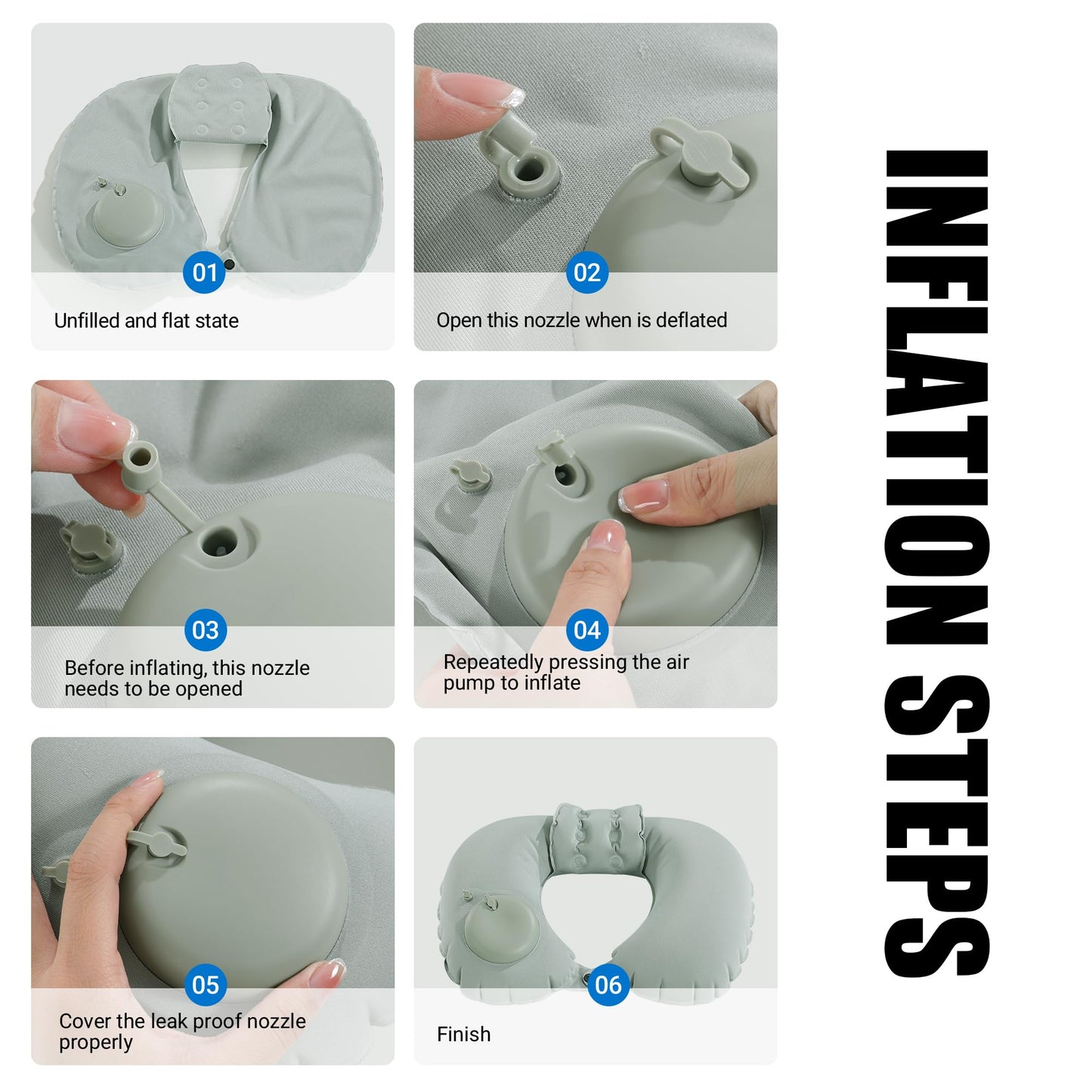 MABOZOO U-Shaped Hot Bathtub Pillow,Inflatable Spa Pillows for Hot Tub with Adjustable Button for Shower, Neck Support Headrest & Leg Pillow for Relaxation Spa Soak in Bathtub