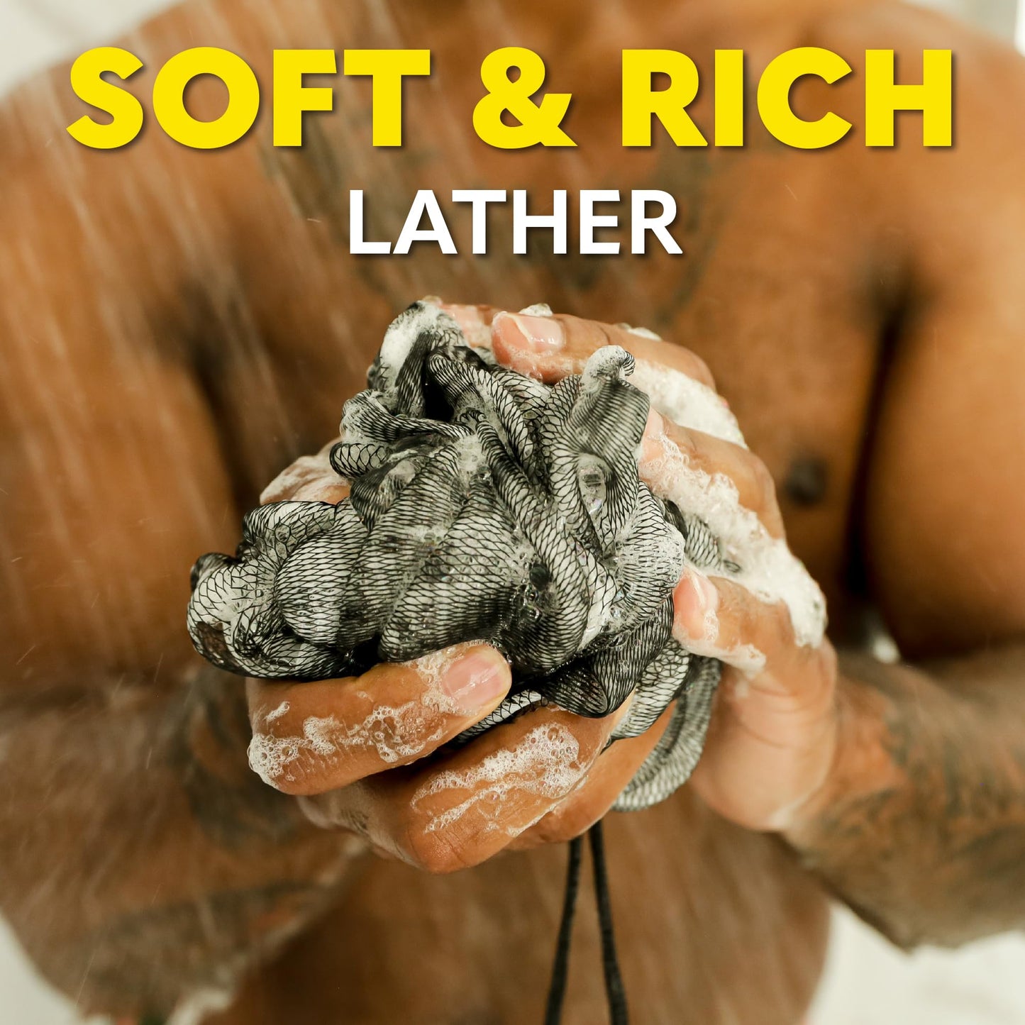 The Beard Club Premium Exfoliating Loofah Sponge - Soft Shower Body Scrubber for Men & Women, Large Bath Loofah for Luxurious Skin Care, Durable Shower Pouf & Bathing Accessories in Stylish Design