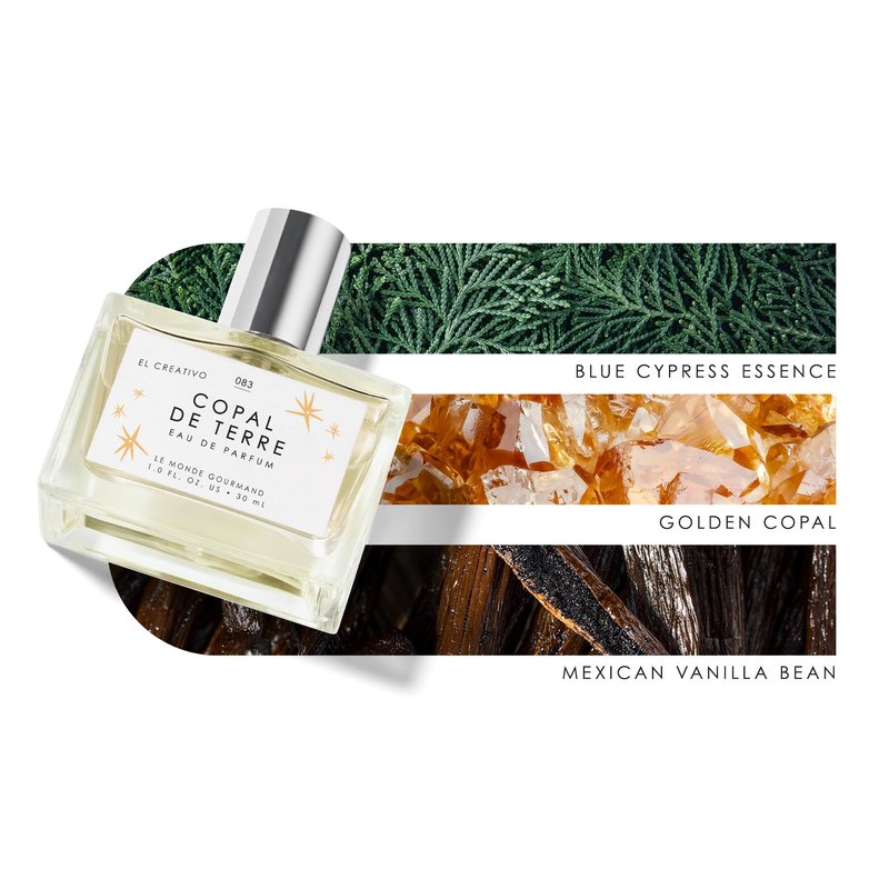 Le Monde Gourmand Copal de Terre Eau de Parfum Spray Perfume for Women, El Creativo, Golden Copal, Blue Cypress & Mexican Vanilla Scent, 1 fl oz (30 ml)