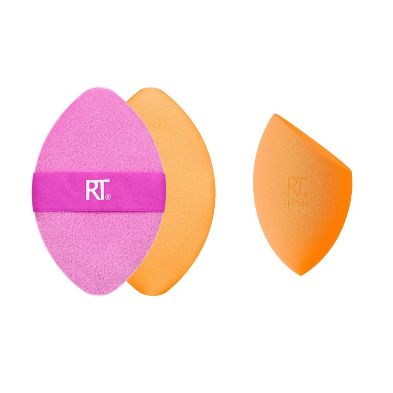 Real Techniques Miracle Complexion Sponge + Miracle 2-In-1 Powder Puff, Makeup Blending Sponge & Dual-Sided Powder Puff, For Liquids, Creams, & Powders, Vegan & Latex-Free, 2 Count