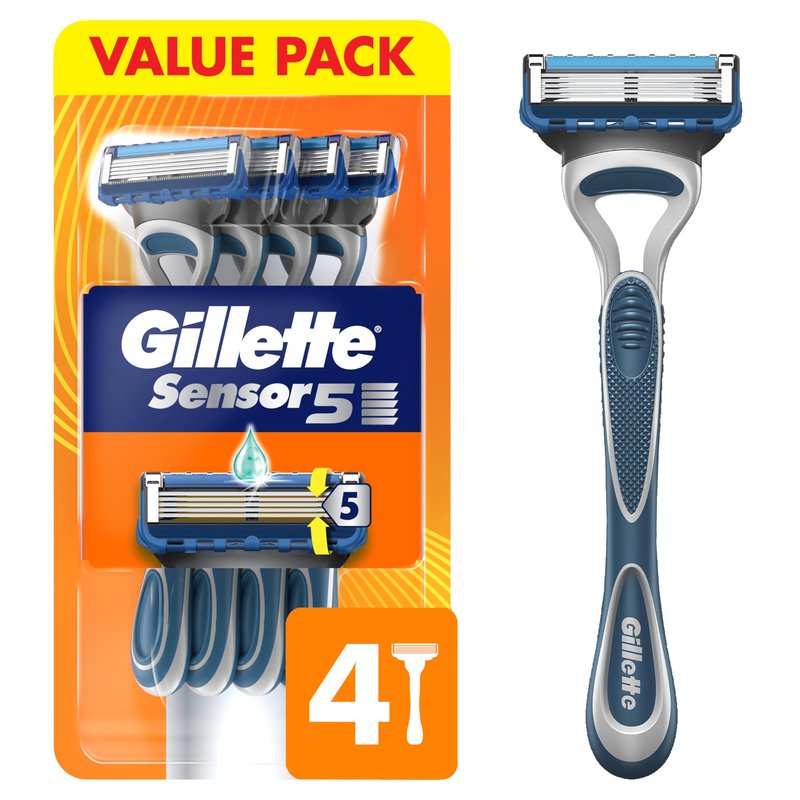 Gillette Sensor5 Men's Disposable Razors, 4 Count