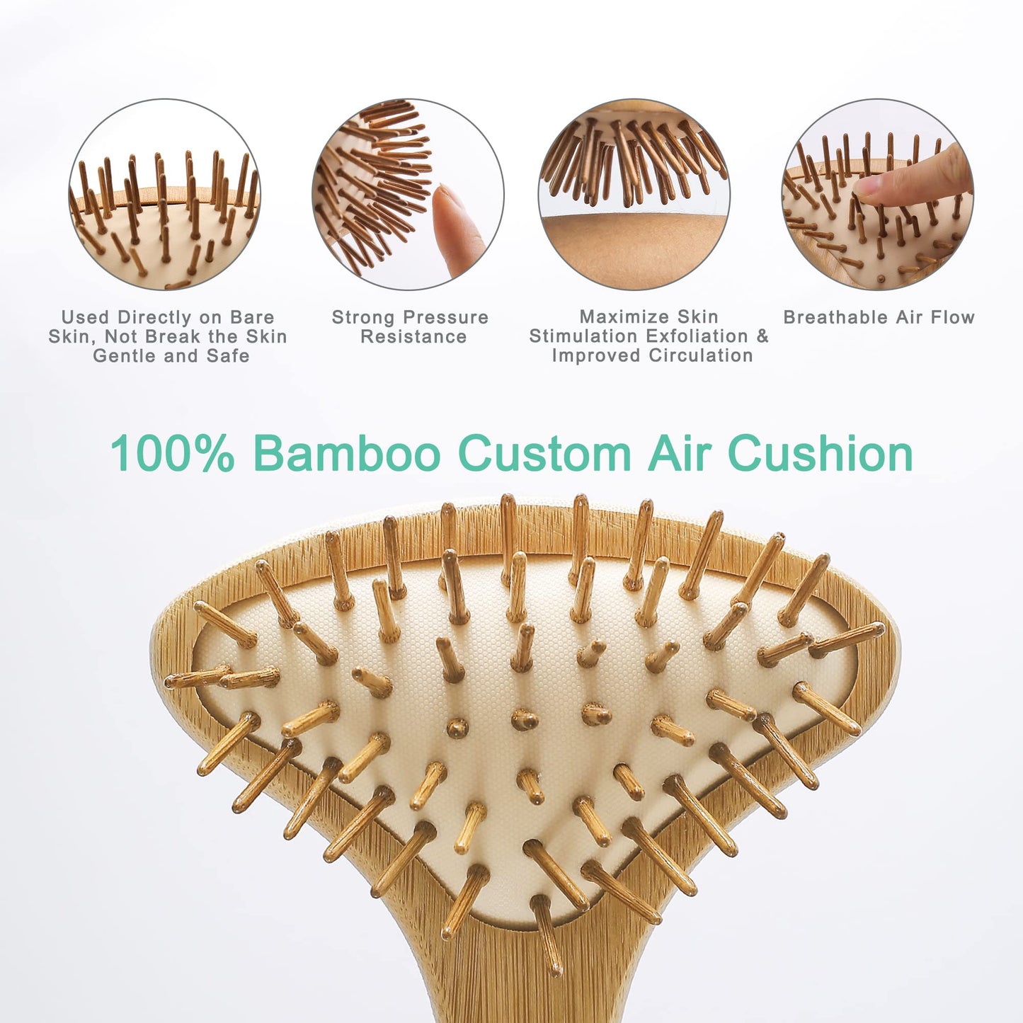 beerfingo Large Curved Bamboo Back Scratcher - 59 Points Provide Instant Itch Relief, Curved Handle & Air Cushion, Easy to Reach Itch Point, Back Massager for Men Women Adults Thanksgiving Gift