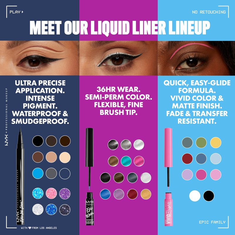 NYX PROFESSIONAL MAKEUP Epic Ink Liner, Waterproof Matte Liquid Eyeliner with Vegan Formula - Stone Washed (Grey)