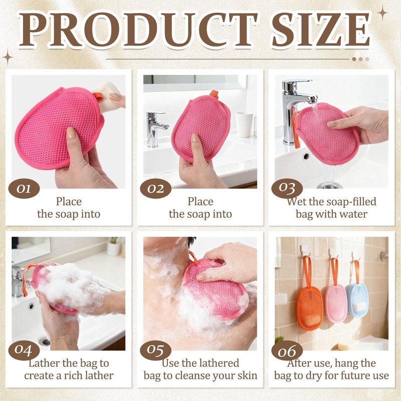 Ferrochef 10 Pcs Mesh Soap Saver Bags Colorful Exfoliation Bar Lathering Soap Pouches Double Sided Pocket Bags for Rich Lather Body Face Cleaning