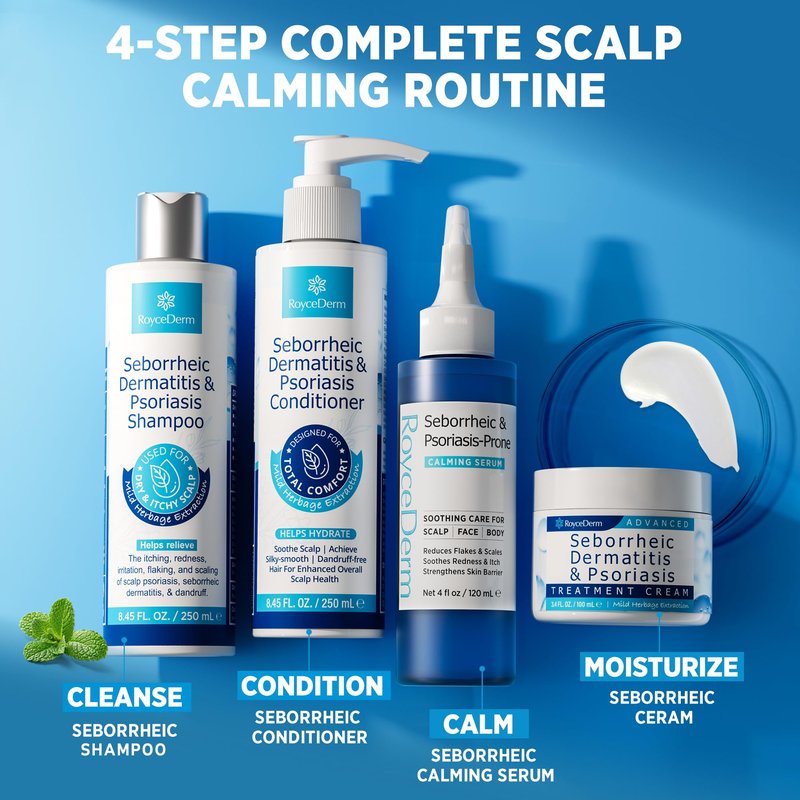 Roycederm Seborrheic & Psoriasis Calming Serum: Clinically Inspired Care for Itch, Dryness, Redness & Flaking - Seborrheic Dermatitis & Psoriasis Scalp Treatment Suitable for Scalp, Face & Body