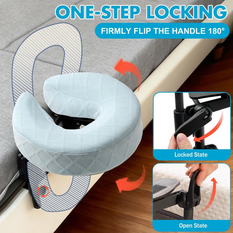 KONOVOLY Massage Headrest for Bed with Washable Pillowcase, Adjustable Home Mattress Top Massage Kit, Headrest Face Cushion, After Eye Surgery Face Down Pillow (Light Blue)