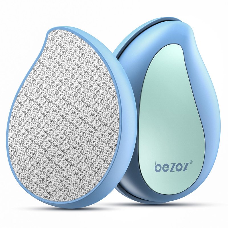 BEZOX Glass Foot File Callus Remover – Professional Foot Scrubber for Dead Skin & Cracked Heels – Premium Pedicure Tools for Travel with Protective Cover - Blue