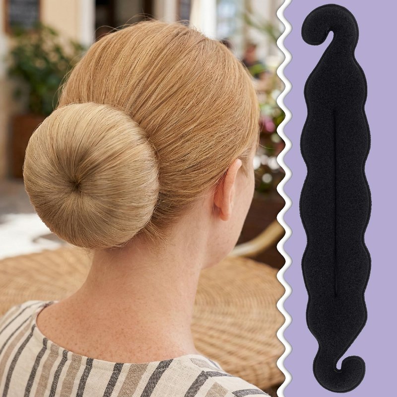 Lekgavd 3 PCS Hair Bun Maker, 3 Styles Sponge Hair Updo Shaper, 5PCS Elastic Hair Ties, Classic Hairstyle Accessories for Long, Curly, Straight Hair for Women -Black