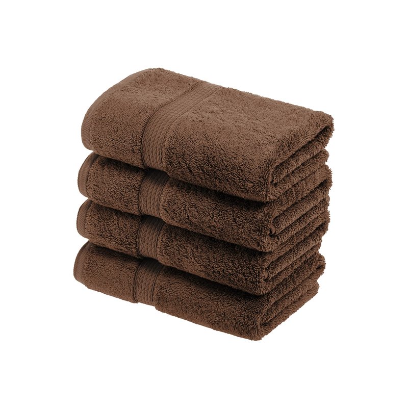 SUPERIOR Egyptian Cotton Plush & Absorbent, Hand Towel Set of 4, Chocolate