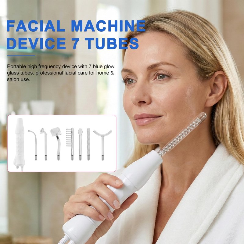 Elitzia ETSC640B Hi Frequency Facial Care Tool Skin Toning Device with 7 Electrode Tubes Blue