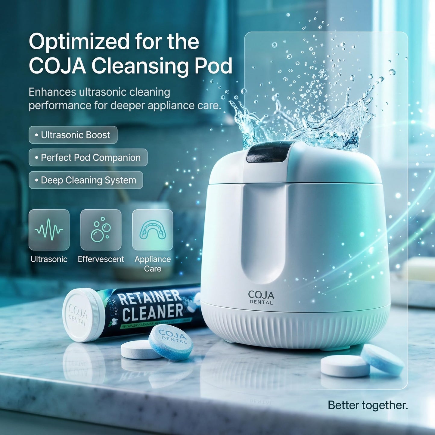 COJA Dental Retainer Cleaner Tablets 30 Count | Retainer Cleaning Tablets for Clear Aligners, Mouthguard & Night Guard | Aligner Cleaner | Dental Cleaner Tablets | Fresh Mint Flavor