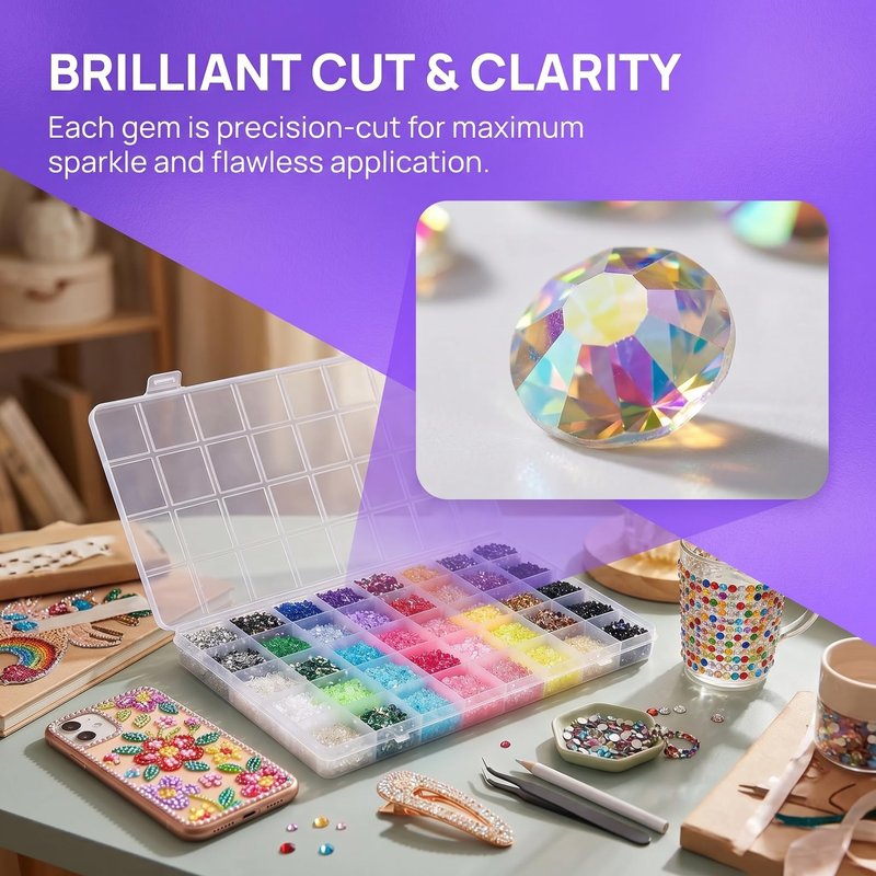 Bedazzler Kit with Rhinestones, Colorful DIY Resin Rhinestone Kit for Bedazzling, Resin Jelly Rhinestones for Bedazzling Kit for Diamond Art Bedazzled Nail Art Crafting Makeup (32000)