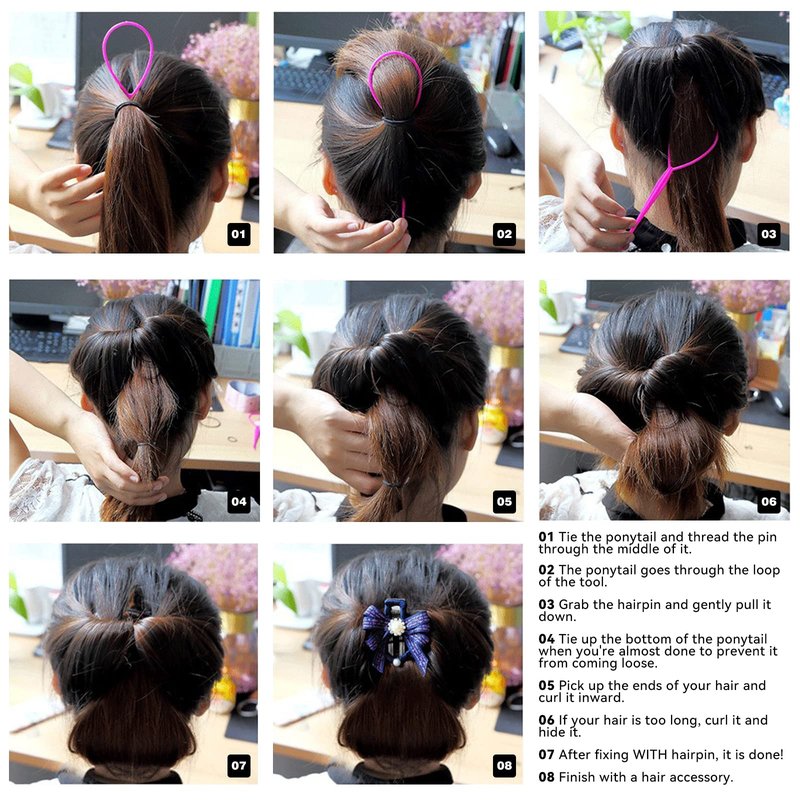 Parting Comb and Braiding Tool Set - Hair Pull Through Tool for Pony & Topsy Tails, Loops, and Hairstyling Accessories for Women