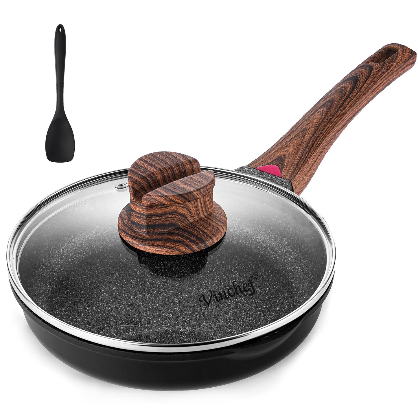 Vinchef Nonstick Frying Pan Anti Scratch,11 Inch Skillet Cast Aluminum Cookware, Induction Compatible White