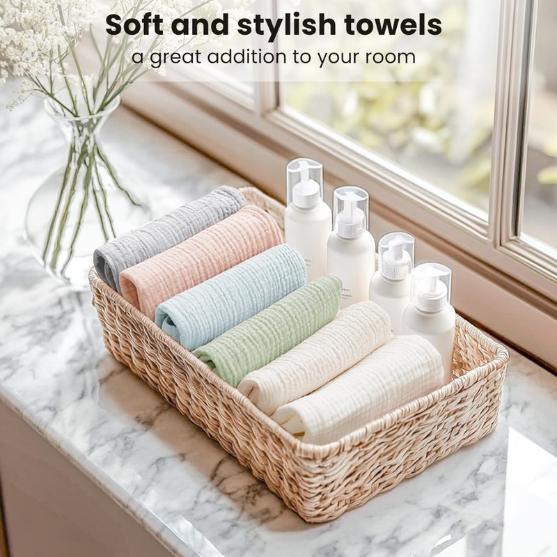 Konssy 6 Pack Face Cloths, Soft Wash Cloth for Washing Face, Cotton Face Towels for Sensitive Skin Women Facial Makeup Remover Reusable Absorbent Washcloths （11 x 11 Inch）