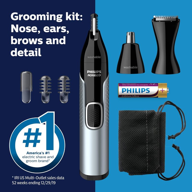 Philips Norelco Nose Trimmer 5000 - Precision Trimming Kit for Nose, Ears & Eyebrows | NT5600/62