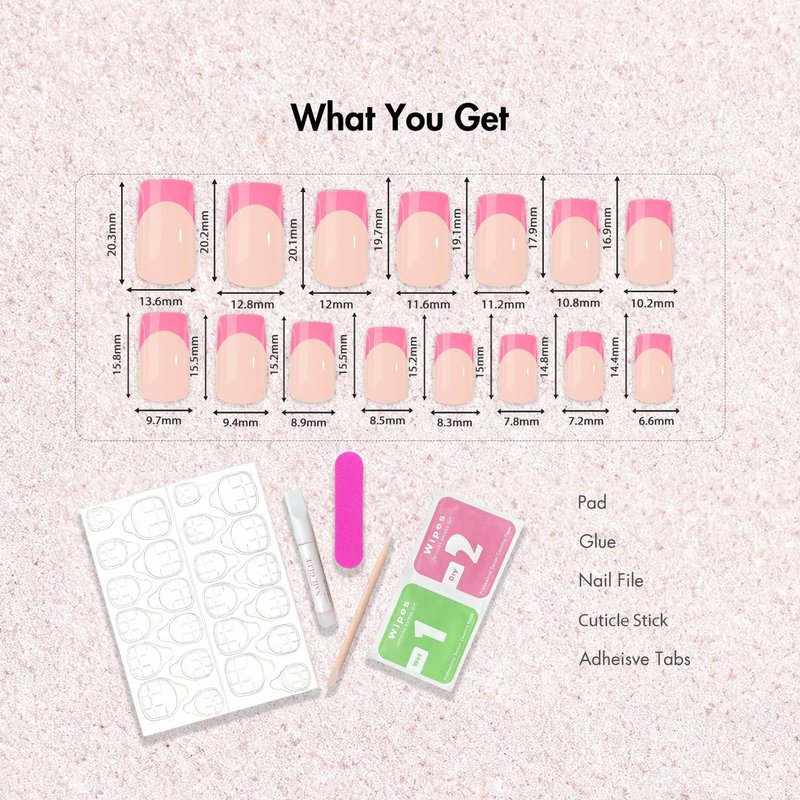 KXAMELIE Press On Nails Short Medium - Square French Tip Press On Nails with Glue, Natural Nude Fake Nails in 15 Sizes - 30 Soft Gel Glue on Nails Kit for Women, Supremely Fit, Elegant White French