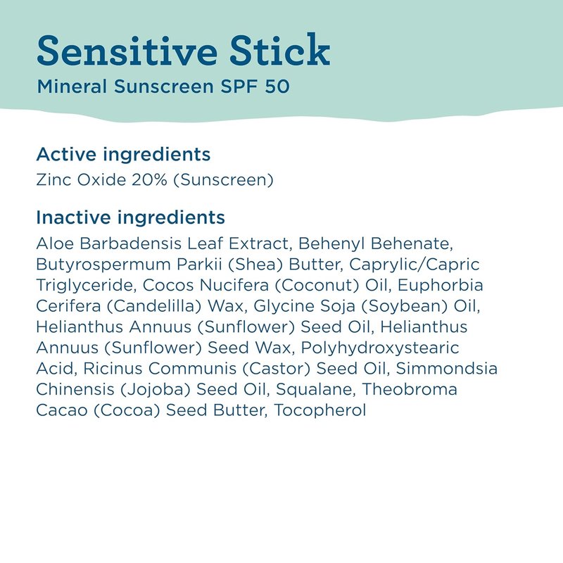 Blue Lizard Sensitive Mineral Sunscreen Stick - SPF 50+ Zinc Oxide, Water Resistant, Fragrance-Free | 0.5 Oz