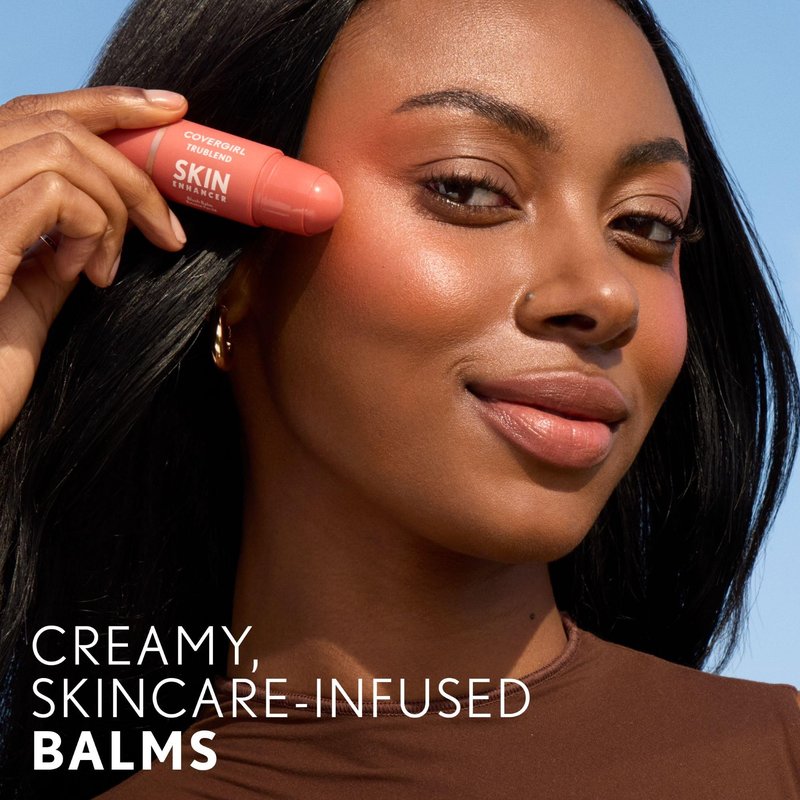 CoverGirl Trublend Skin Enhancer Blush Balm Stick, 220 Nude Flush, Vegan Formula, Easy to Use, Glides on Effortlessly, Non-Greasy, Doesn't Crease, 0.21oz
