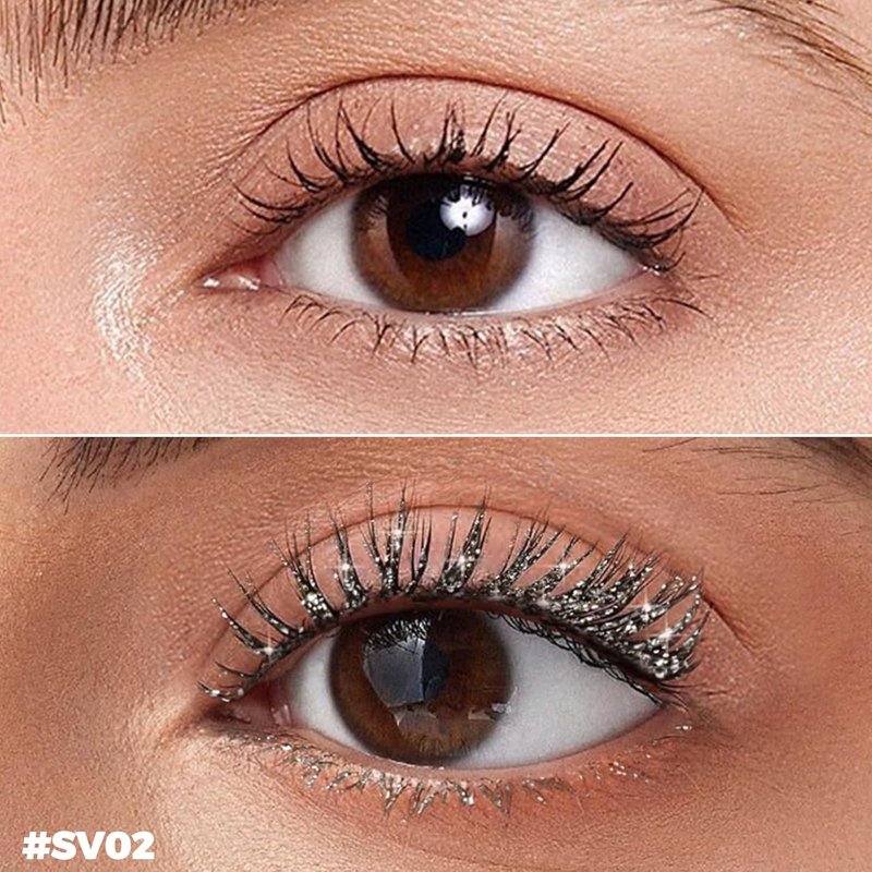 FOCALLURE Glitter Mascara Topper - Long Lasting Silver Shimmer Gel | Quick Dry, Classic Finish