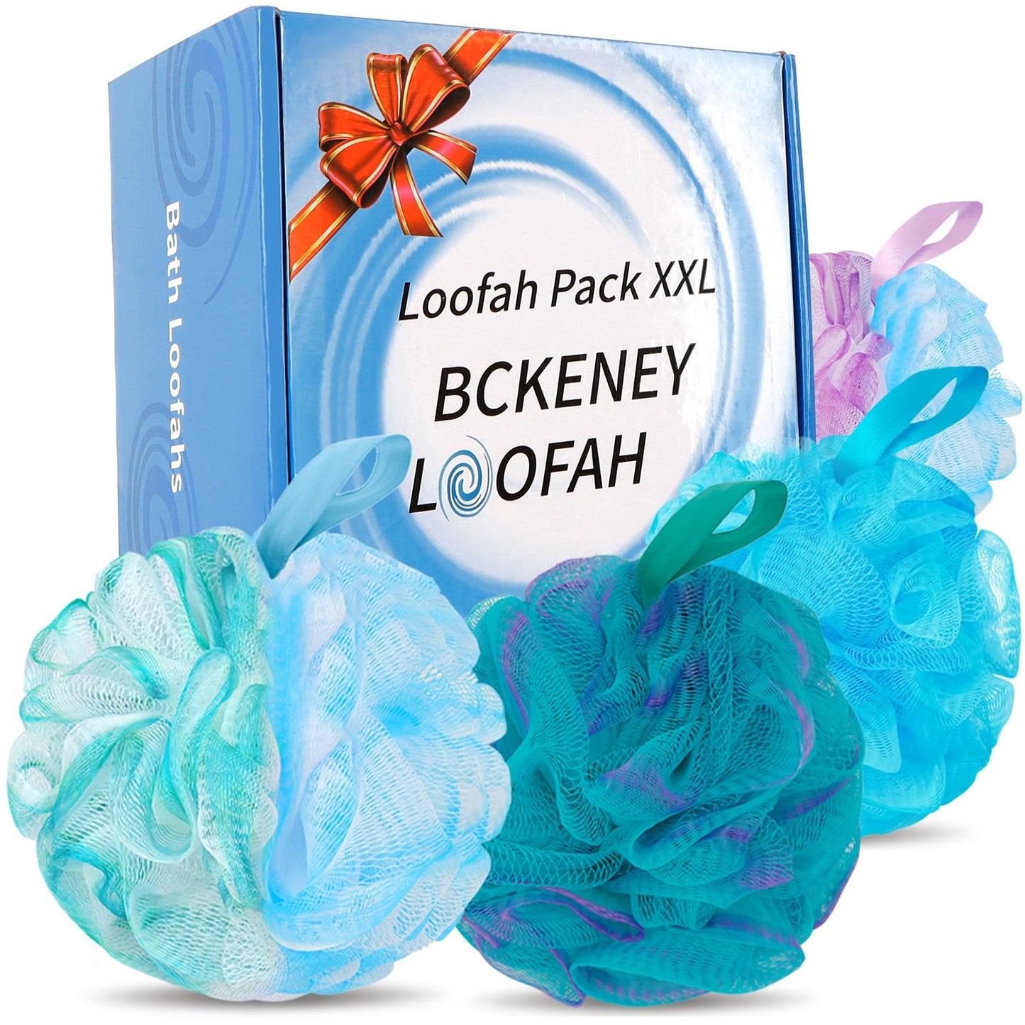 BCKENEY Bath Loofah Sponge Body Scrubber Extra Large 75g Soft Mesh Shower Poufs for Women & Men - Exfoliator Bathing Accessories