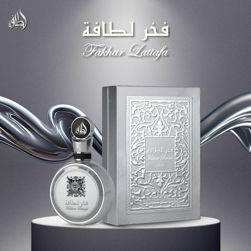 Lattafa Fakhar Platin – Citrus, Spicy, Aromatic, Woody – Eau de Parfum Spray Long-Lasting Fragrance for Unisex, 3.4 Ounce / 100 ml