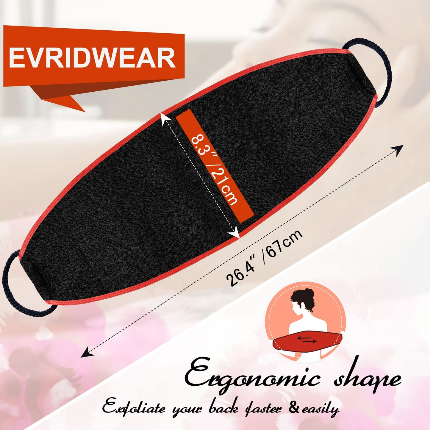 Evridwear Exfoliating Body Scrubber with Handles Back Washer Back Scrubber for Shower Bath Dry Skin Whole Body Deep Clean Men Women(Deep Exfoliation)