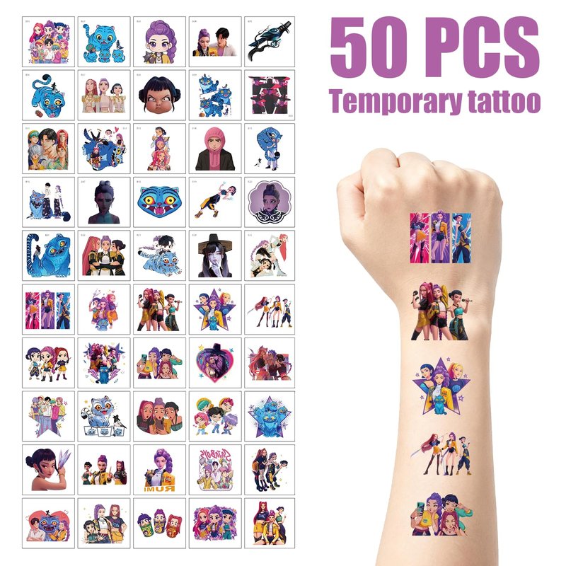 50Pcs Sheets Temporary Tattoos for Kids,Cartoon Birthday Party Favors Gifts for Girl Boys Home Activity Class Prizes Carnival Christmas Rewards