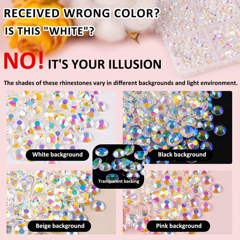 Resin Jelly Rhinestones - 16000 Pcs Transparent AB Flatback Gems | Includes 3 Pcs 10ml B7000 Jewelry Glue for DIY Crafts
