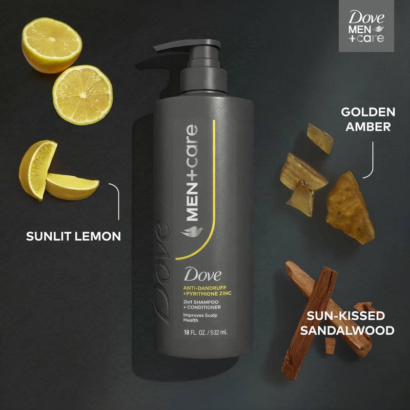 DOVE MEN+CARE 2-in-1 Shampoo + Conditioner Anti-Dandruff 1 ct to Improve Scalp Health, with Pyrithione Zinc, 18 oz