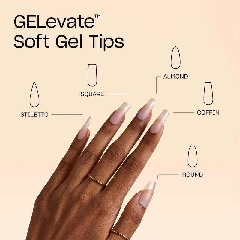 OPI GELevate Soft Gel, Nail Tips | Round Shape Extensions | Flexible & Natural Fit | 1 Box with 16 Sizes