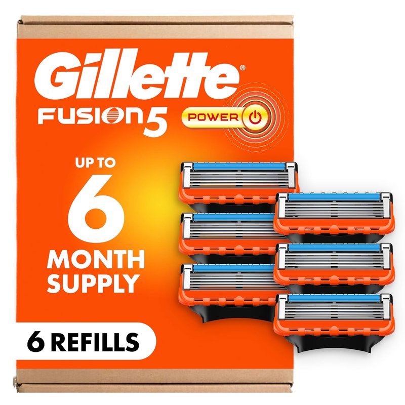 Gillette Fusion5 Power Razor Refills - 5-Blade System with Precision Trimmer, 6 Count