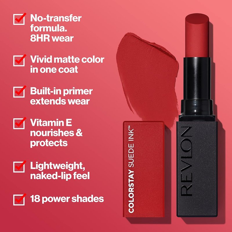 Revlon ColorStay Suede Ink Lipstick - Waterproof Matte Finish, Infused with Vitamin E | 013 Stir The Pot, 0.09 oz