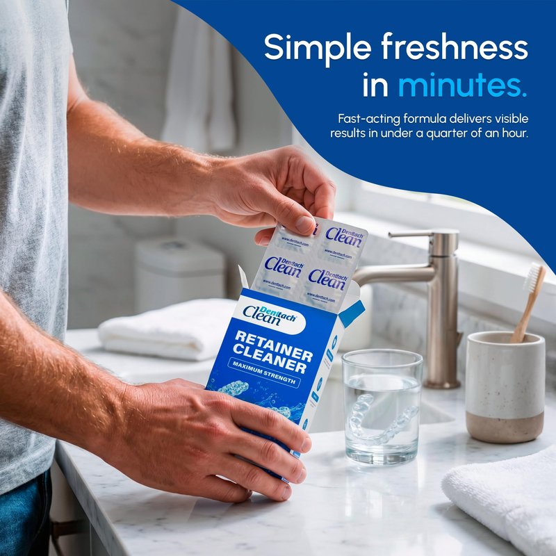 Retainer Cleaner Tablets, Compatible with Invisalign, Approved for Ultrasonic Cleaners, DEEP CLEANSER Formula Cleans Below the Surface, Denture Cleaning Tablets, Removes Stains, Aligners, Mouth Guard