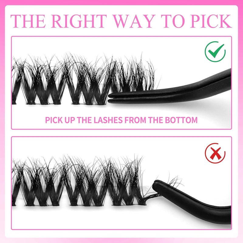 Lash Clusters - Fluffy Individual 3D Layered Volume Eyelashes | Thin & Invisible Band, Mixed Length 10-18mm
