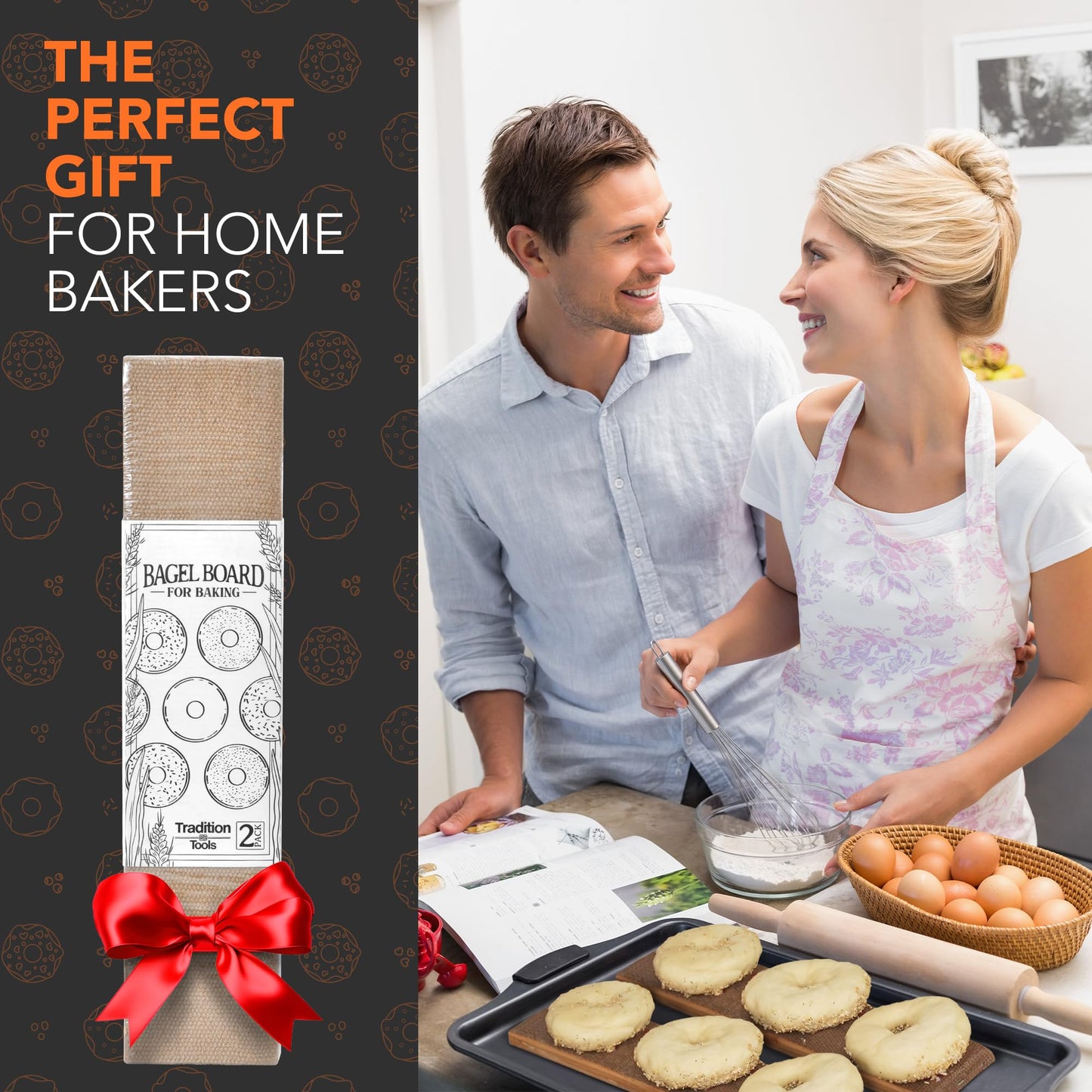 Bagel Baking Boards 2-Pack | 15.7 x 3.5 x 0.8" Burlap Covered Cedar Boards | Bagel Boards for Baking Bagels | Food Grade Burlap & Cedar| Perfect for New York Style Bagel Making