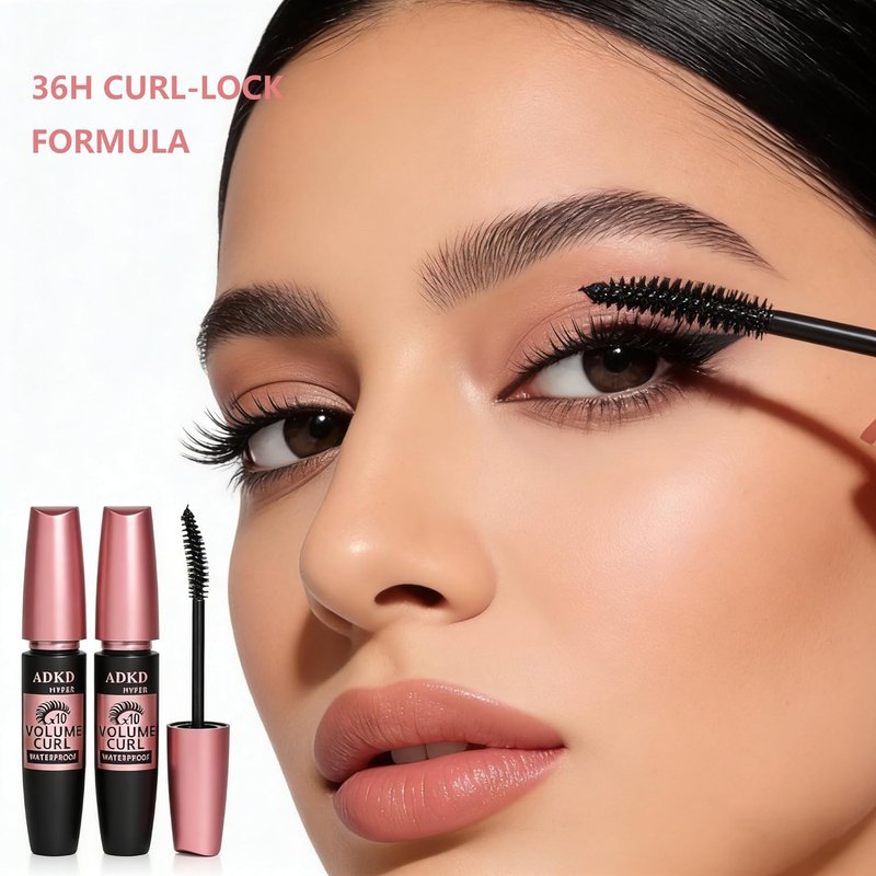 4D Silk Fiber Lash Mascara Waterproof Volume Lengthening Thick Curly Eyelash Makeup Lengthening Curling Smudge Proof Long Lasting Black Eyelash No Clumping