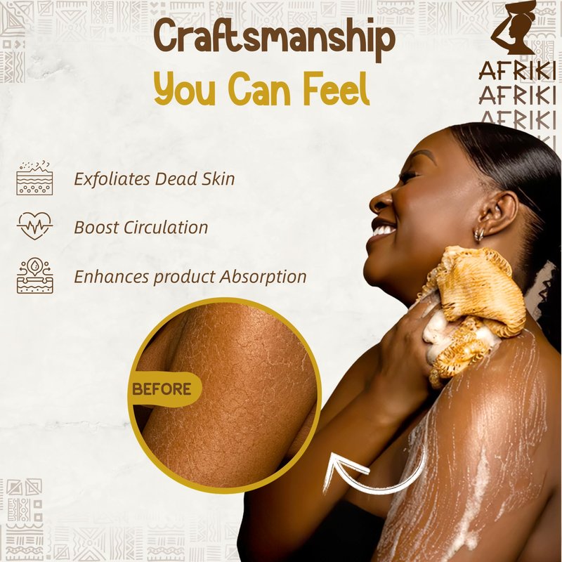 African Net Sponge, Premium Authentic Exfoliating Body Scrubber, Extra Long Stretch Bath Sponge for Shower, Deep Exfoliating Washcloth for Smooth Skin, 2 Pack (Dark Green & Champagne Gold)