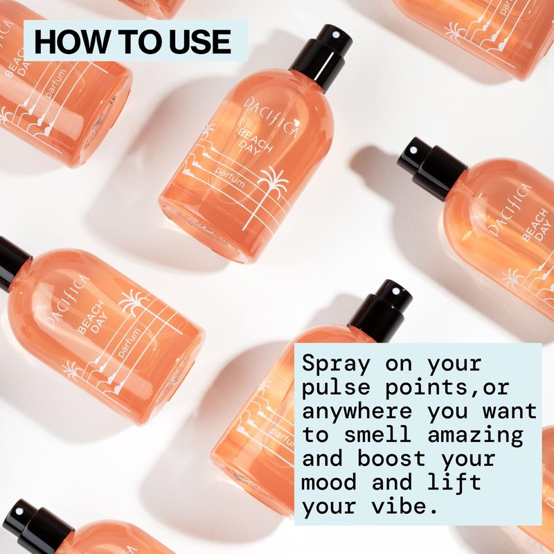 Pacifica Beach Day Spray Perfume, Fragrances, Bliss, Bergamont, Orange Flower, Sandalwood, Amber, Suede Leather, Clean Perfume, Parfum, Eau de Toilette Clean Vegan & Cruelty-Free