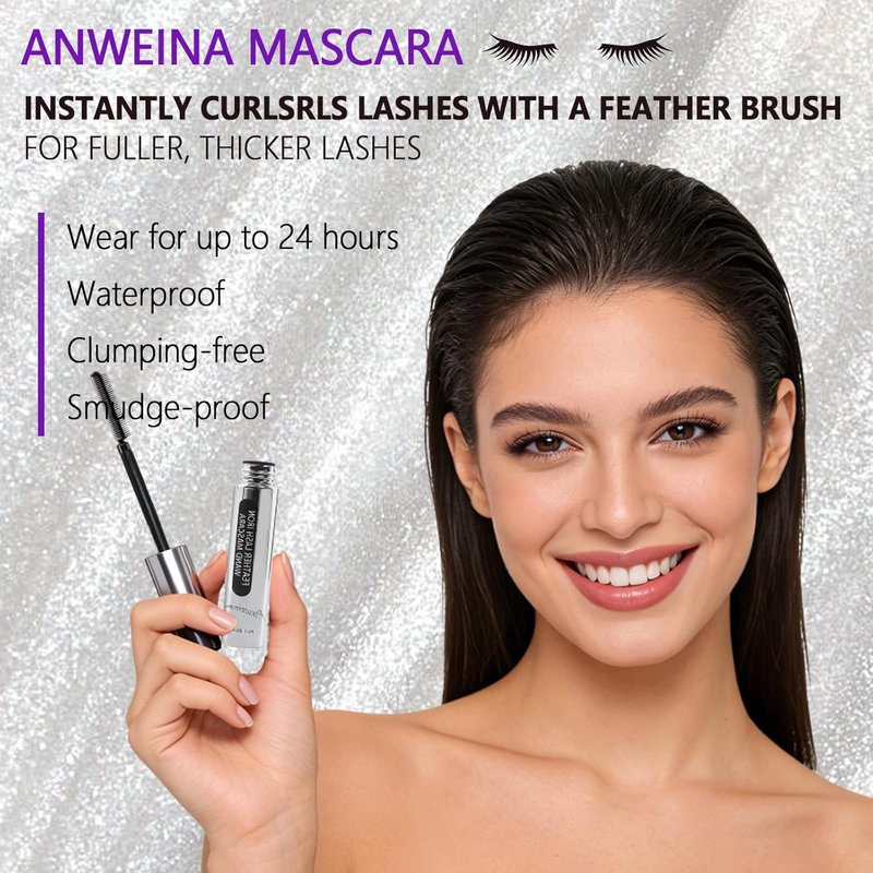 2PCS Iron Wand Mascara, Feather Lash Iron Mascara, Metal Mascara Wand, 3d Curling Eyelash, Added Fiber, Natural Length Slim Volume Building, Long-Lasting Smudge-Proof