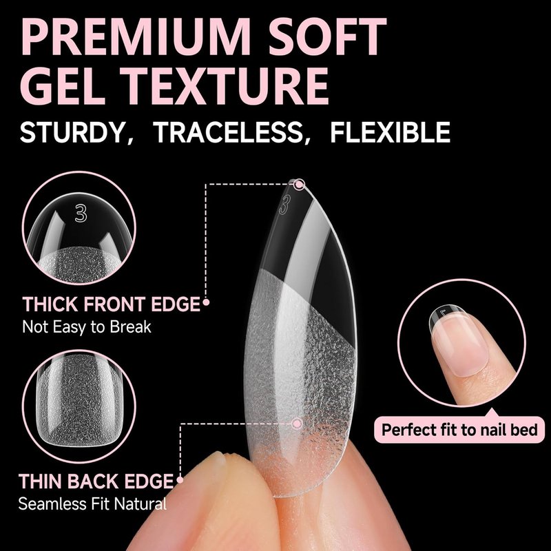 Oval Round Gel Nail Tips - 504pcs Half Matte Short Nail Extensions | 12 Sizes for Press-On Nails