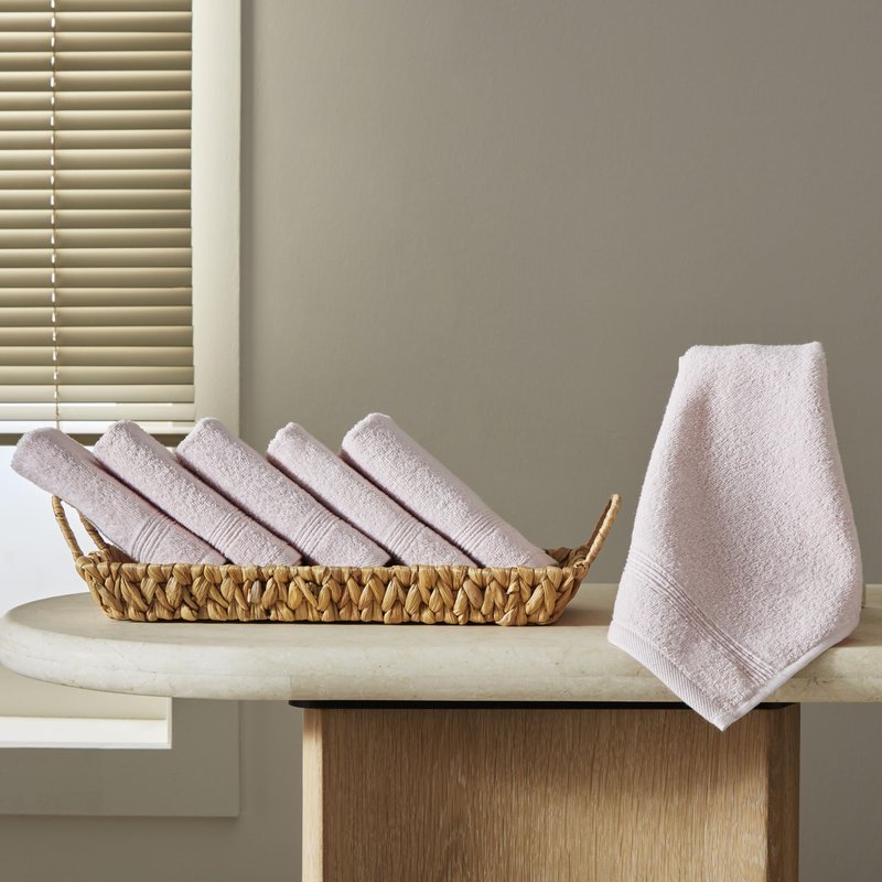 Ozdilek 6-Piece Washcloth Set 13x13 Towels 100% Turkish Cotton, Soft, Absorbent, Gentle on Sensitive Skin, Multi-Purpose Use, Washable, Reusable, Ideal for Baby Care & Spa 6 Towels (Mauve Pink)