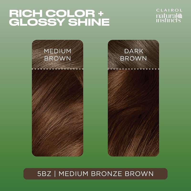 Clairol Natural Instincts Demi-Permanent Hair Dye - 5BZ Medium Bronze Brown Color | 1 Pack