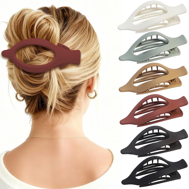 CHANDAT Flat Hair Clip 6 pcs Lay Down Claw Clips Hair Accessories for Women -Basic