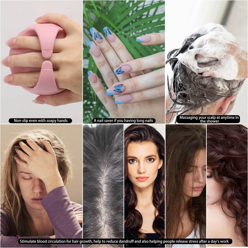 Silicone Scalp Massager Shampoo Brush Hair Scrubber Scalp Brush for All Hair Types of Women, Men, Kids, Pets - Pink