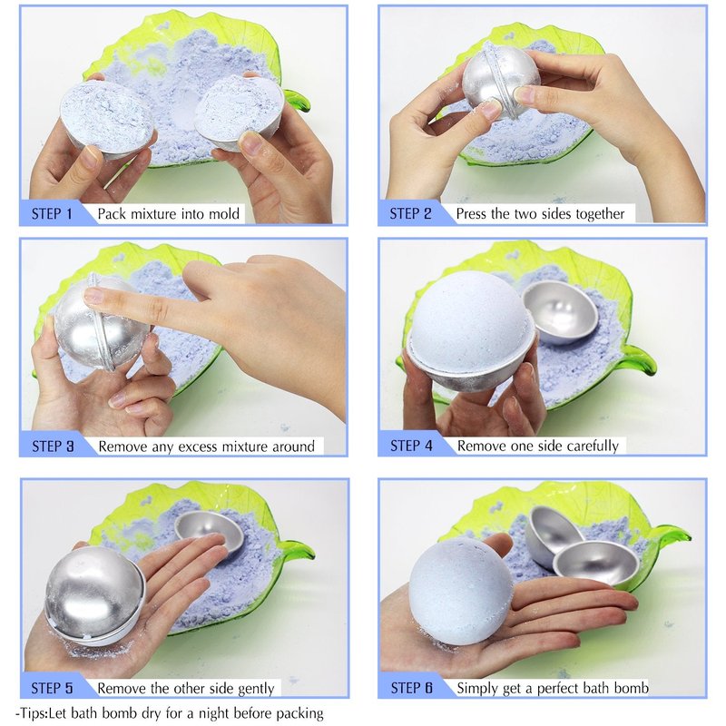 Bath Bomb Mold Set with Soap Colorant, Shrink Wrap Bags - Skin Safe Food Grade Soap Dye for Bath Bomb Making Supplies Kit - Liquid Dye for CP M&P Soap Coloring, Crafts - with Instructions Adult Hobby
