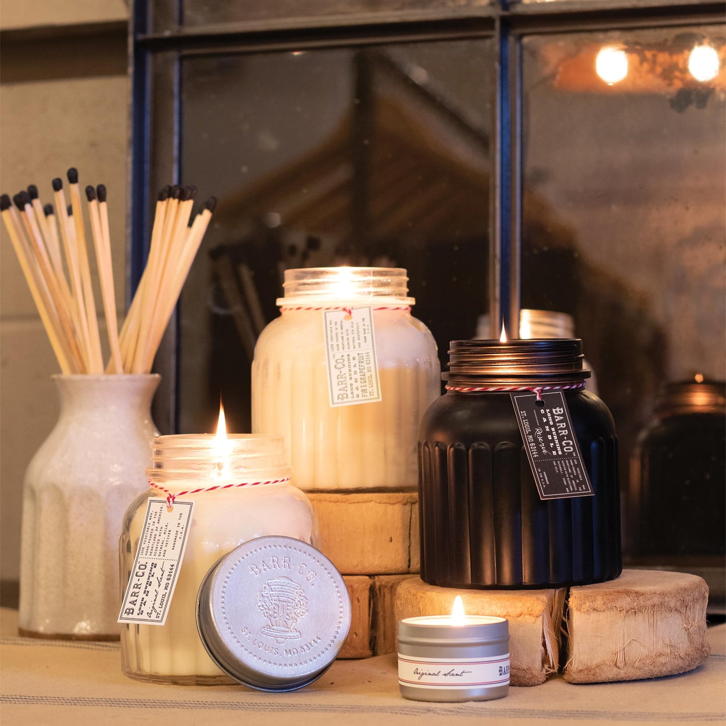 Barr-Co. Original Scent Apothecary Jar Candle, Soothing Milk, Vanilla & Oat Aroma, 100% Vegetable & Soy Wax Candles for Home, 120-Hour Burn Time, Clean Burning Candles, 20 oz