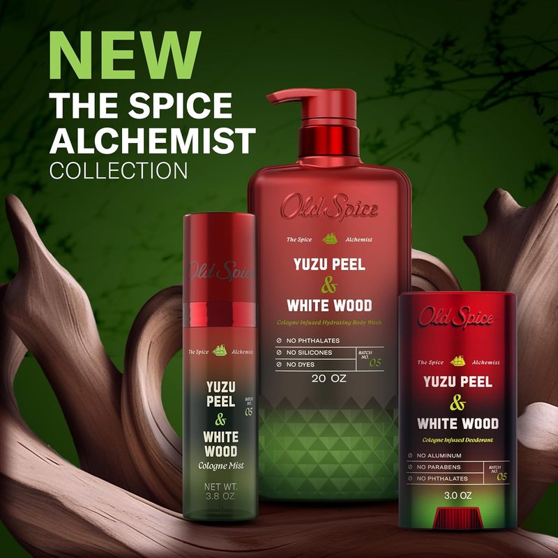 Old Spice Cologne Mist - Spice Alchemist Collection | 24/7 Infused Scent, Yuzu Peel & White Wood, 3.8 oz